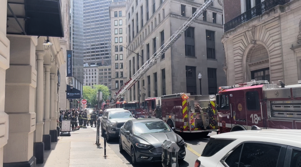 Boston Fire Causes Evacuation in Downtown Financial Building Firefighter on Detail Credited with Spotting the Emergency